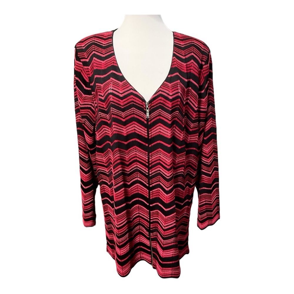 Misook Chevron Print Zippered Sweater Size 2x (24… - image 1